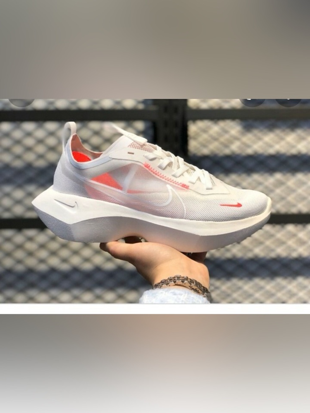 Nike Women's White Mesh Sneakers with Coral Accents